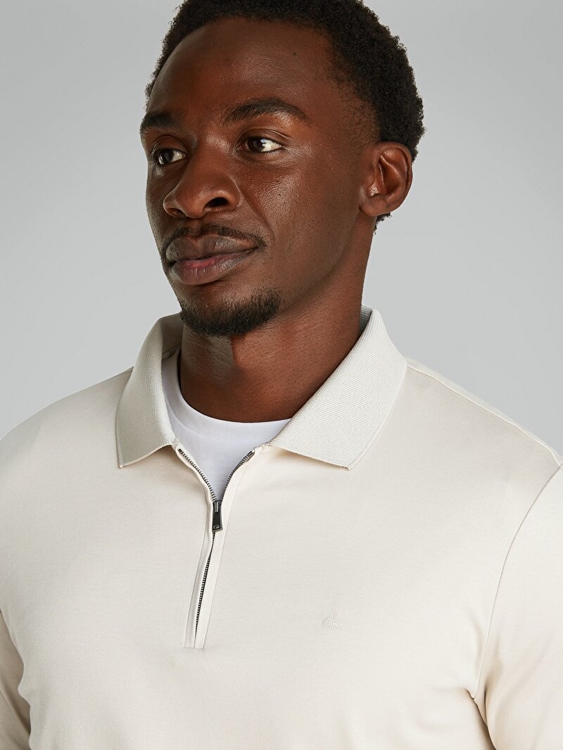 Calvin Klein Bej Renkli Erkek Liquid Touch Welt Polo T-shirt