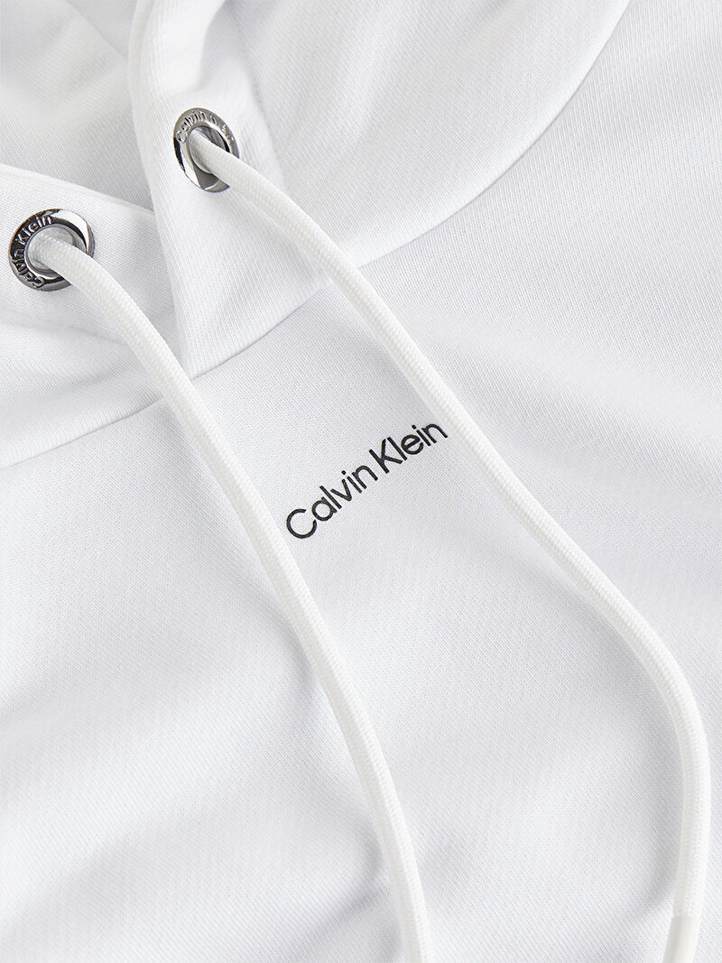 Calvin Klein Beyaz Renkli Erkek Nano Logo Hoodie Sweatshirt