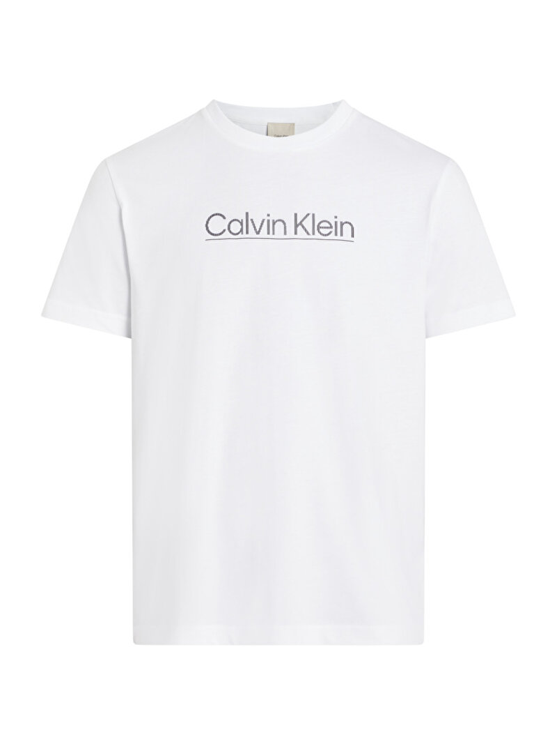 Calvin Klein Beyaz Renkli Erkek Raised Line Logo T-Shirt