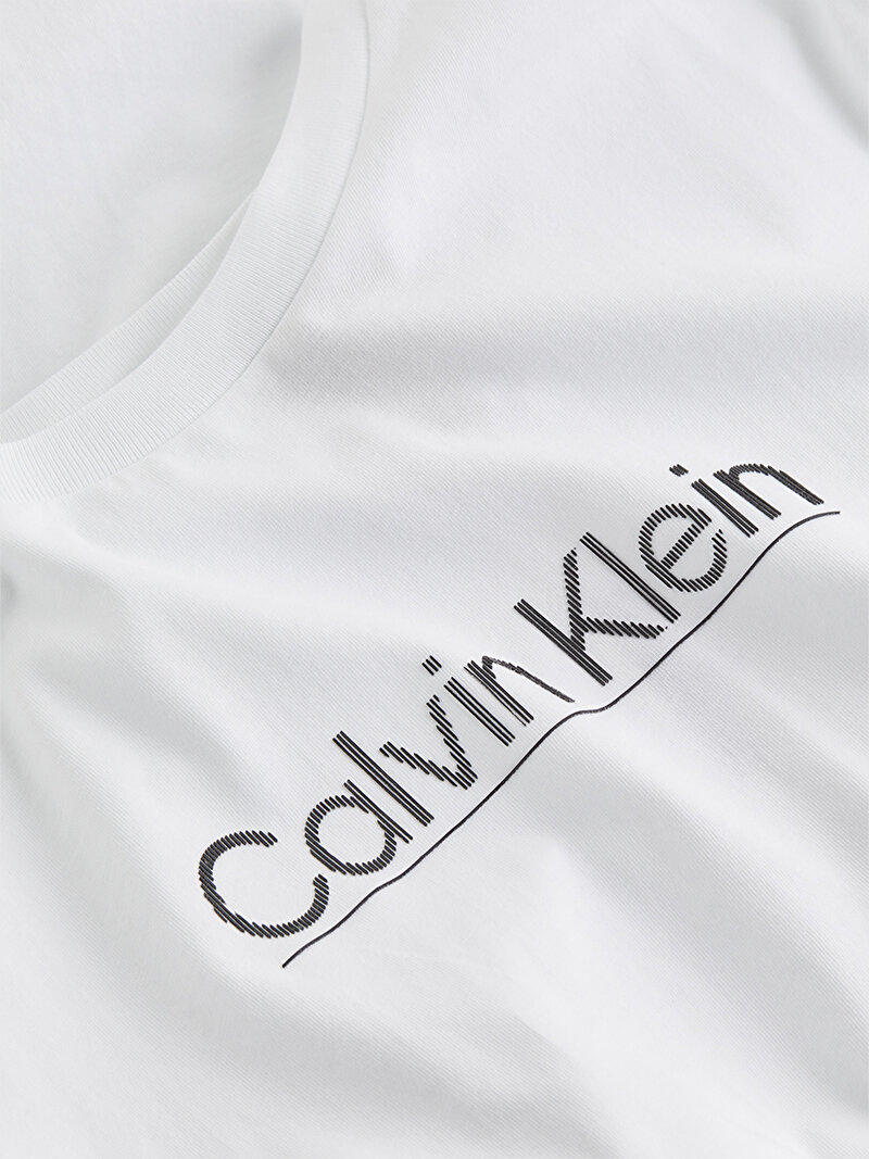 Calvin Klein Beyaz Renkli Erkek Raised Line Logo T-Shirt