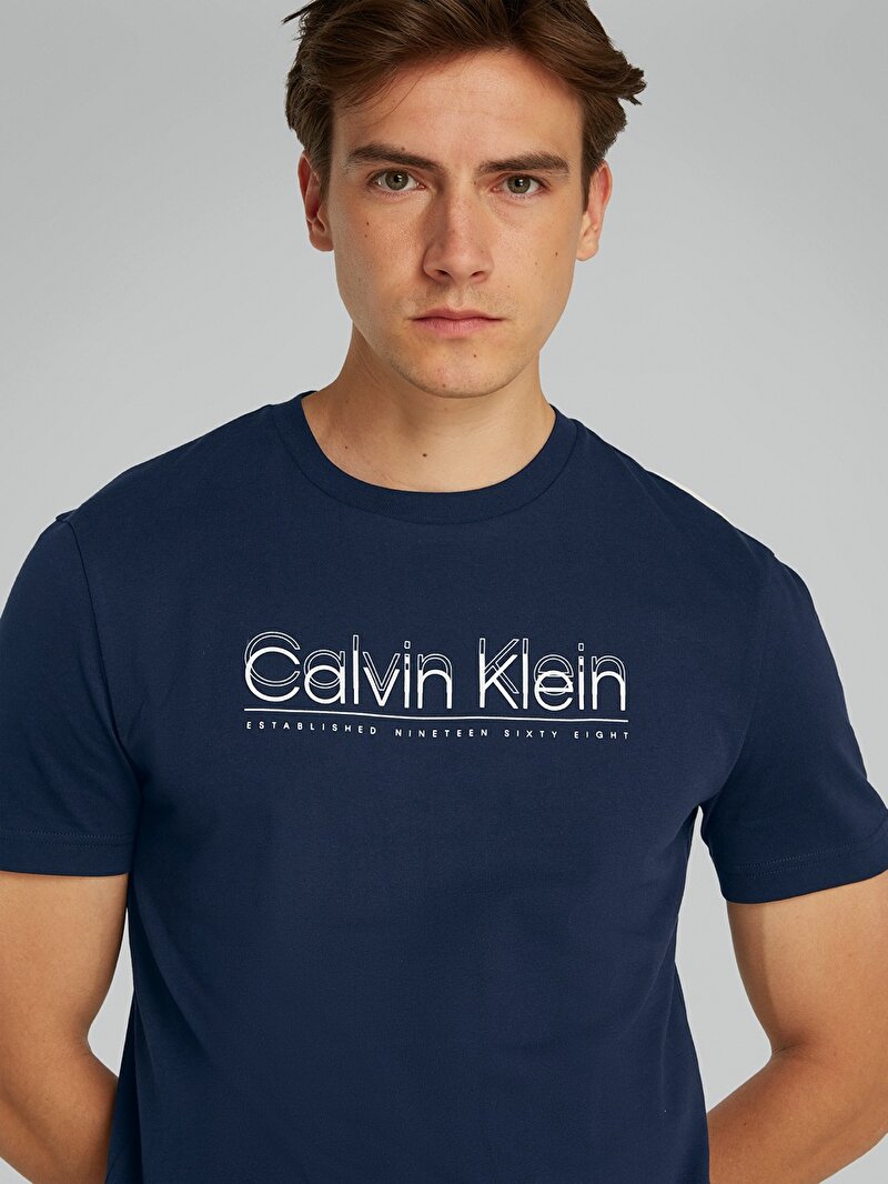 Calvin Klein Lacivert Renkli Erkek Double Logo T-shirt