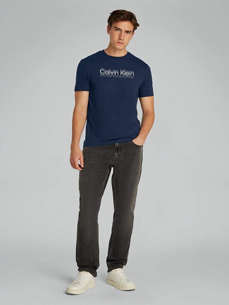 Calvin Klein Lacivert Renkli Erkek Double Logo T-shirt