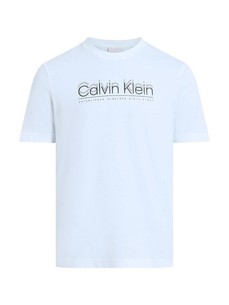 Calvin Klein Beyaz Renkli Erkek Cp-double Logo T-shirt