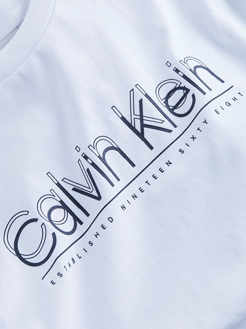 Calvin Klein Beyaz Renkli Erkek Cp-double Logo T-shirt
