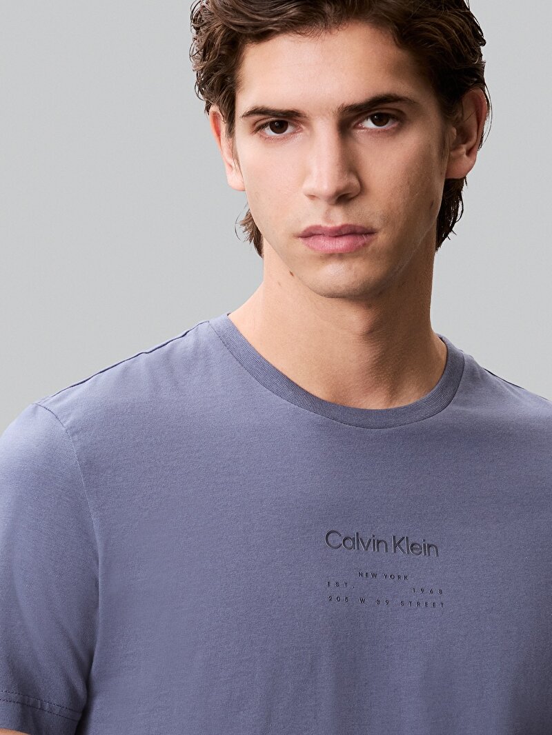 Calvin Klein Gri Renkli Erkek Raised Editorial T-shirt