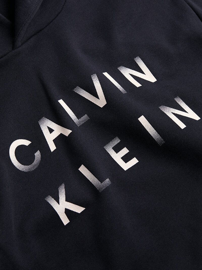 Calvin Klein Siyah Renkli Erkek Cp-enlarged Logo Hoodie