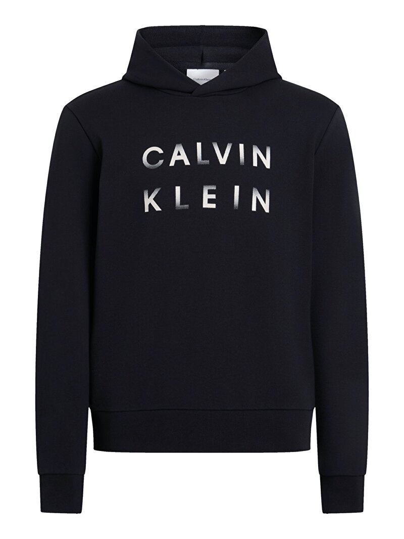 Calvin Klein Siyah Renkli Erkek Cp-enlarged Logo Hoodie