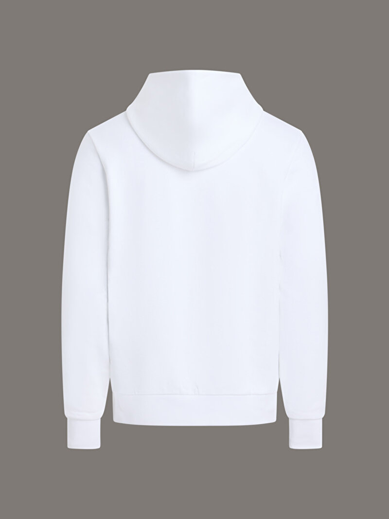 Calvin Klein Beyaz Renkli Erkek Cp-enlarged Logo Hoodie