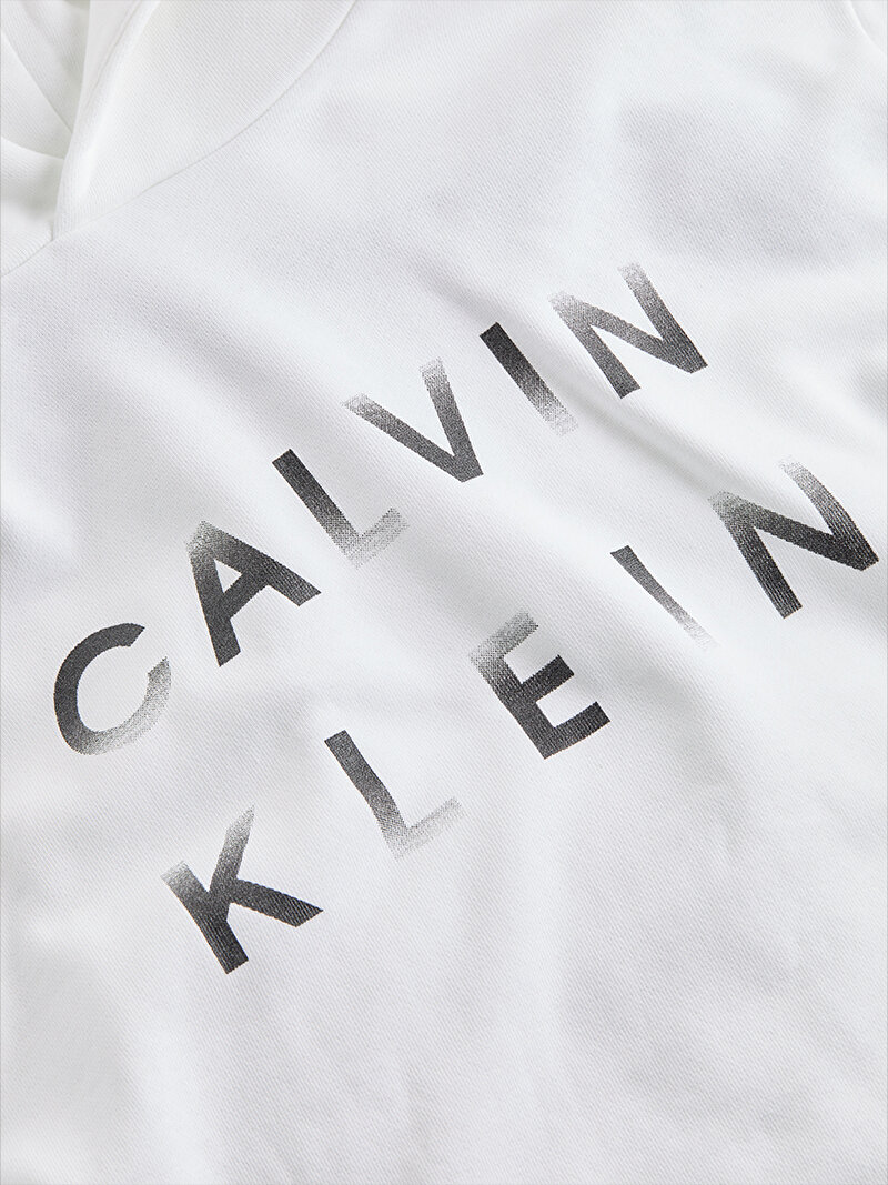 Calvin Klein Beyaz Renkli Erkek Cp-enlarged Logo Hoodie