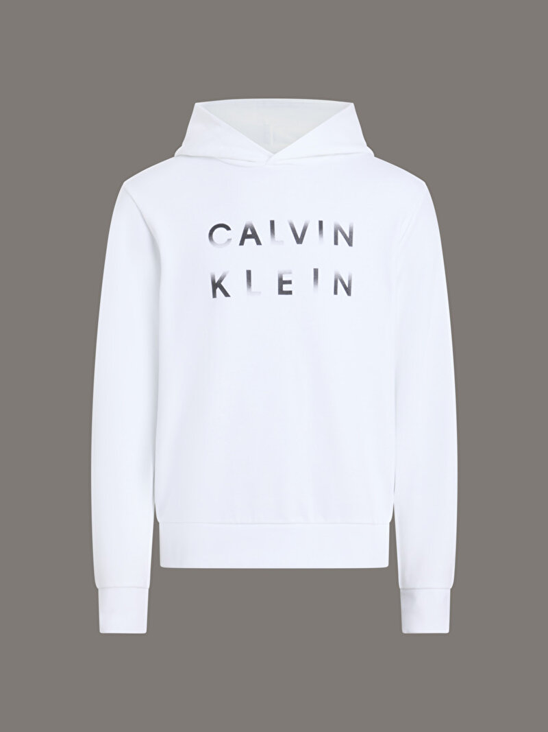 Calvin Klein Beyaz Renkli Erkek Cp-enlarged Logo Hoodie