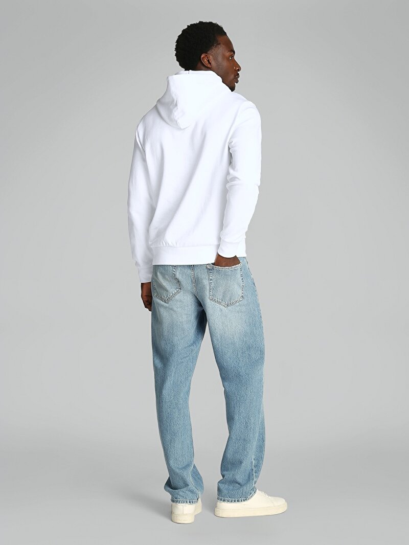 Calvin Klein Beyaz Renkli Erkek Cp-enlarged Logo Hoodie