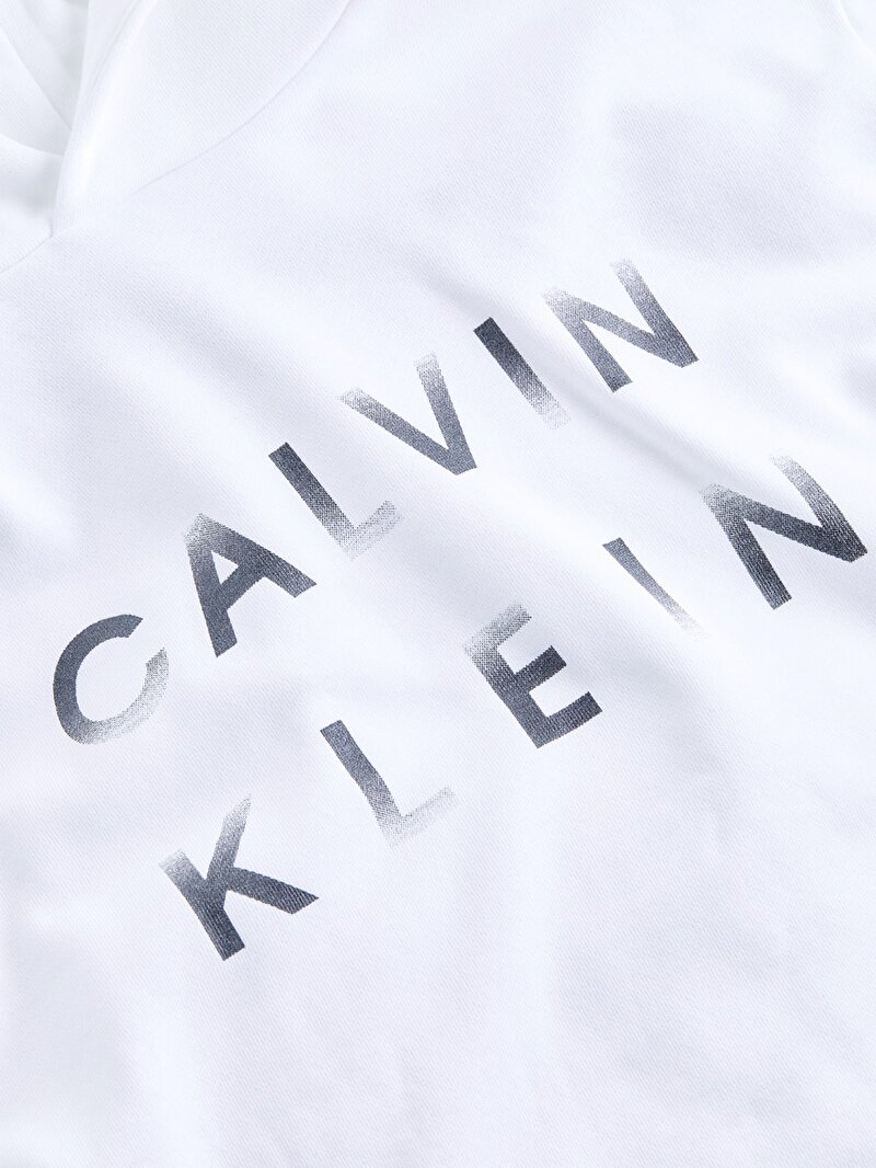 Calvin Klein Beyaz Renkli Erkek Cp-enlarged Logo Hoodie