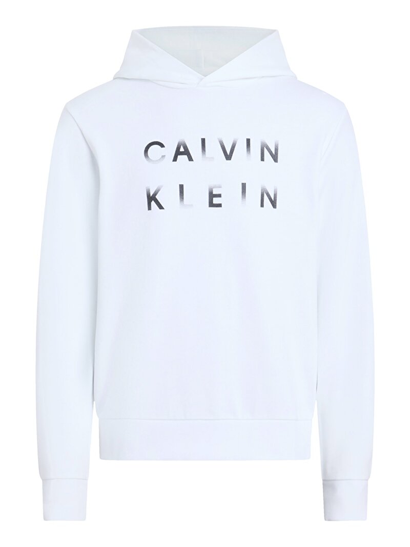 Calvin Klein Beyaz Renkli Erkek Cp-enlarged Logo Hoodie