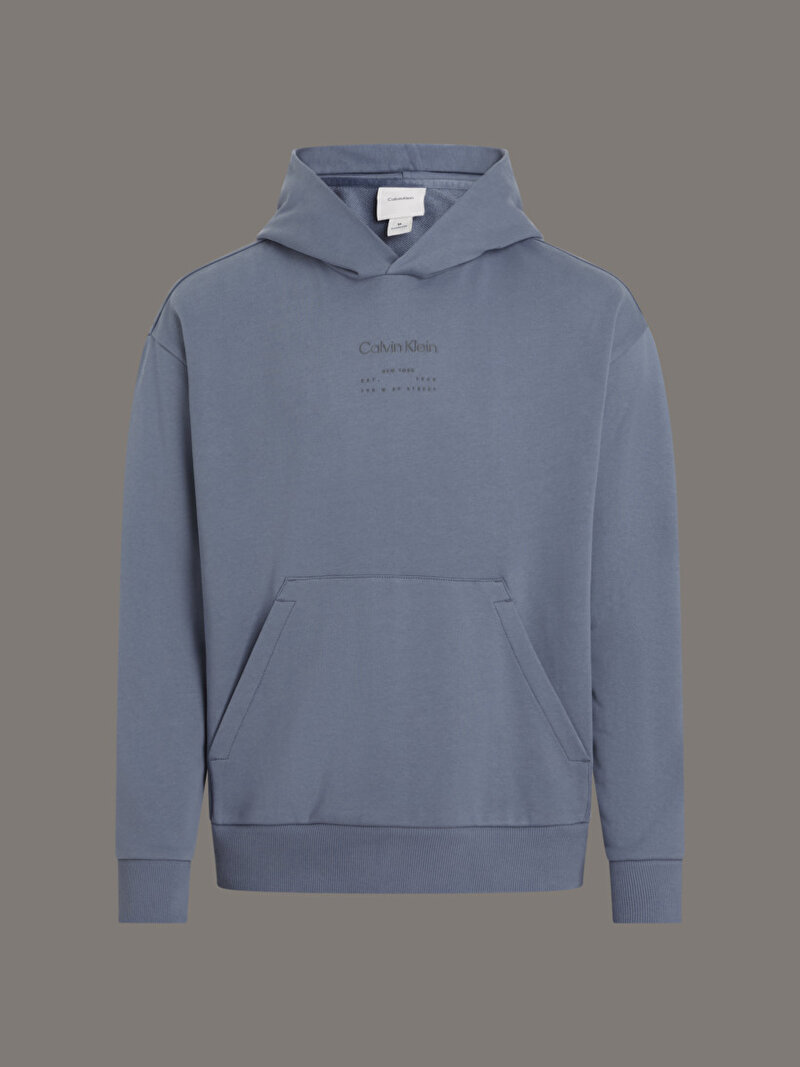 Calvin Klein Mavi Renkli Erkek Raised Editorial Logo Sweatshirt