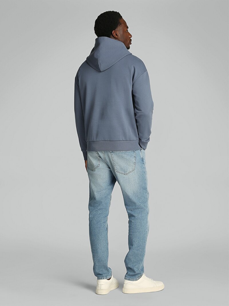 Calvin Klein Mavi Renkli Erkek Raised Editorial Logo Sweatshirt