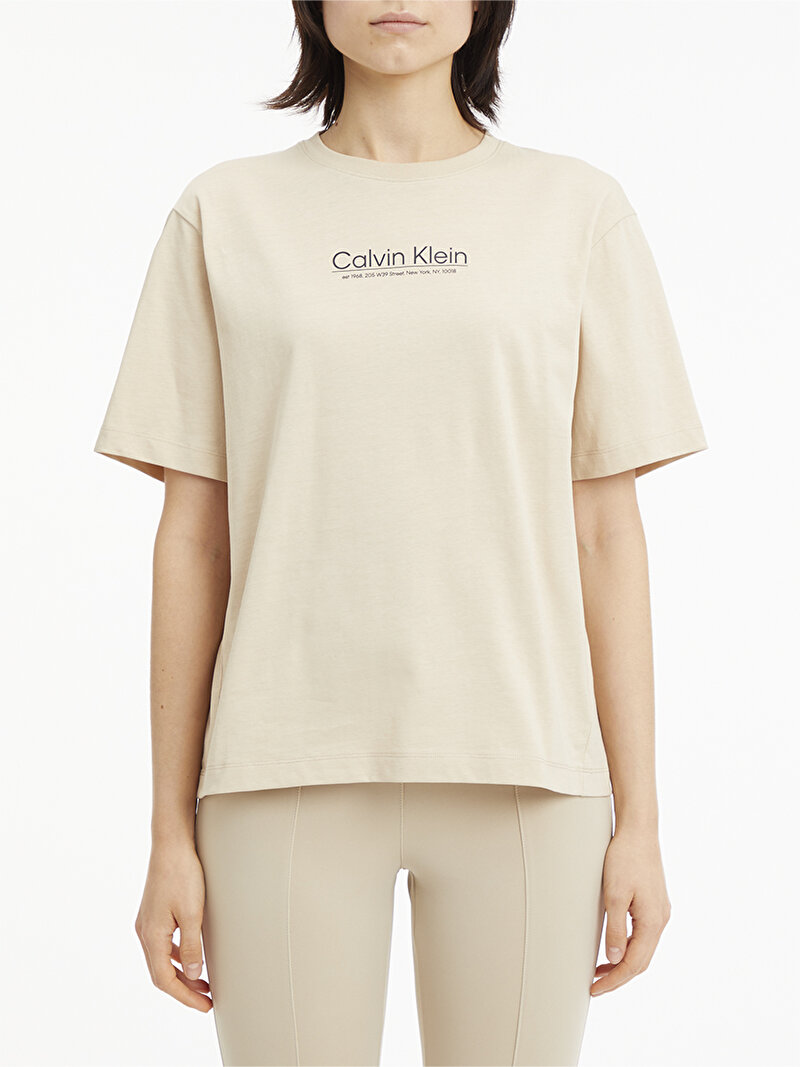 Calvin Klein Ekru Renkli Kadın Coordinates Logo T-Shirt
