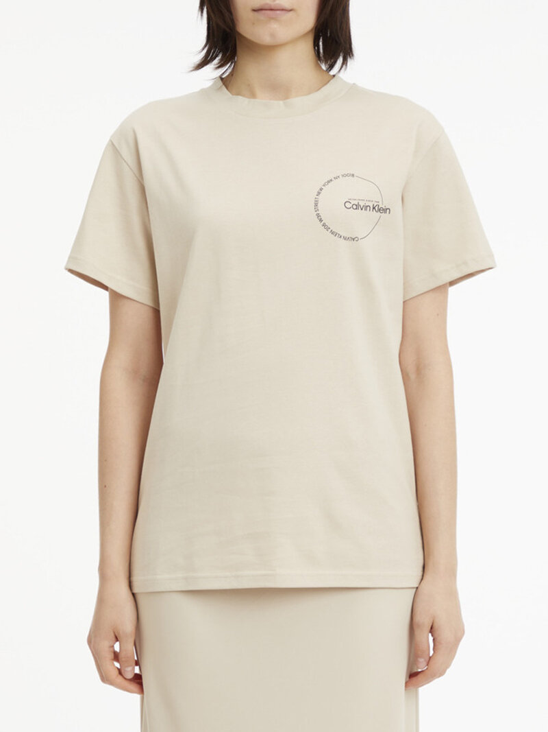 Calvin Klein Bej Renkli Kadın Circle Print Graphic T-Shirt