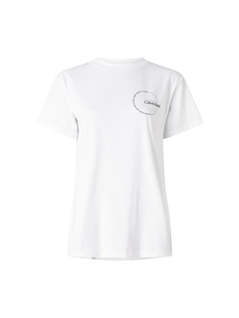 Calvin Klein Beyaz Renkli Kadın Circle Print T-Shirt