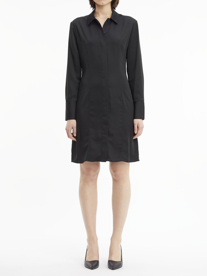 Calvin Klein Siyah Renkli Kadın Geri Dönüştürülmüş Gömlek Elbise
