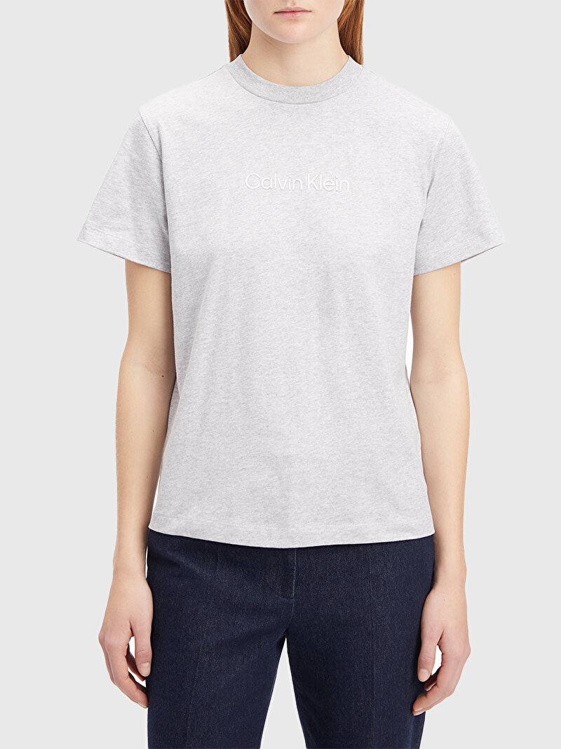 Calvin Klein Gri Renkli Kadın Hero Logo Regular T-Shirt