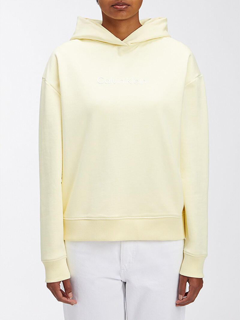 Calvin Klein Sarı Renkli Kadın Hero Logo Hoodie Sweatshirt