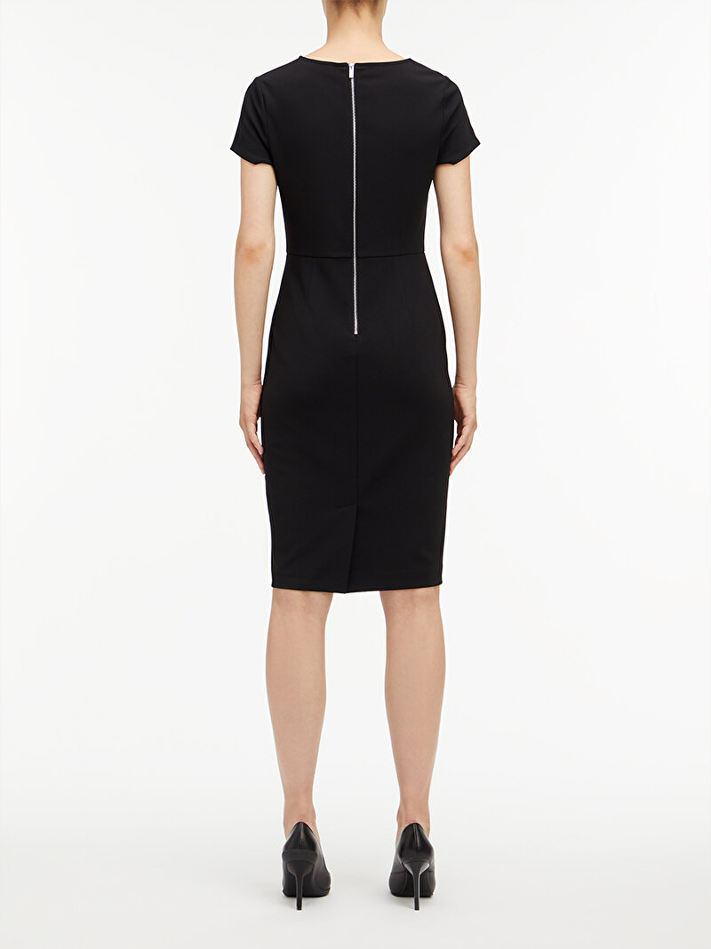 Calvin Klein Siyah Renkli Kadın Scuba Crepe Elbise