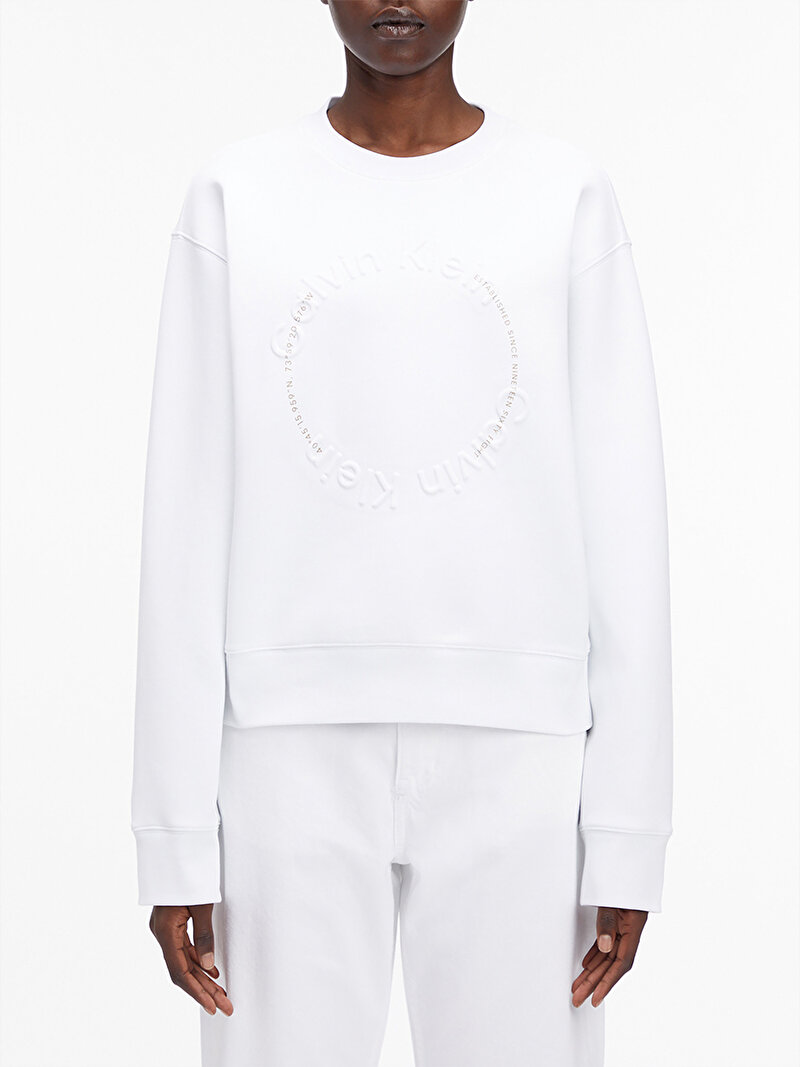 Calvin Klein Beyaz Renkli Kadın Circle Graphic Sweatshirt