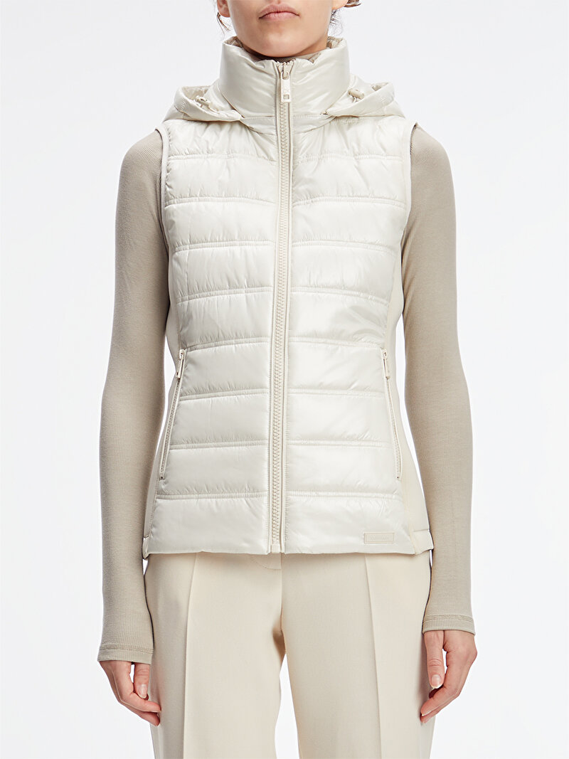Calvin Klein Ekru Renkli Kadın Padded Waisted Yelek