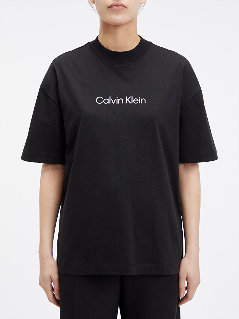 Calvin Klein Siyah Renkli Kadın Hero Logo Oversized T-Shirt