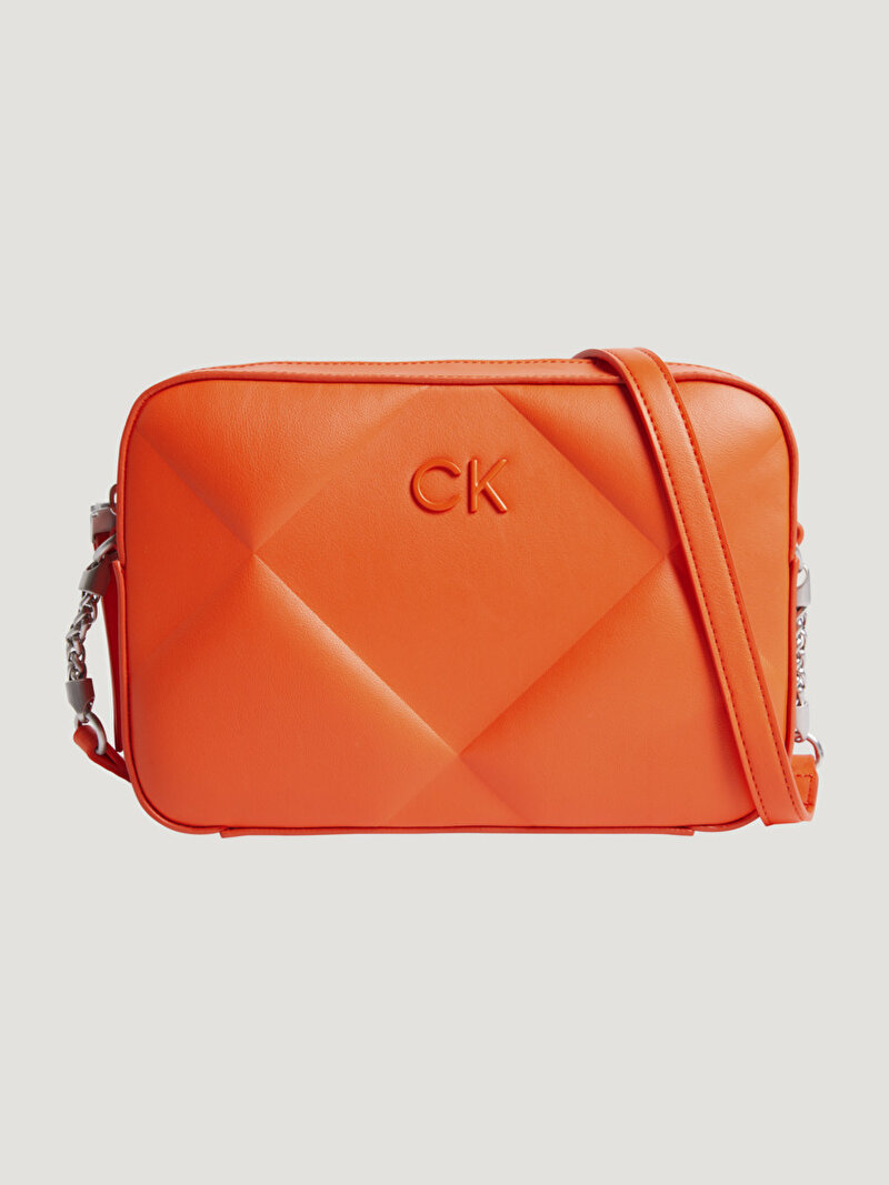 Calvin Klein Turuncu Renkli Kadın Re-Lock Quilt Camera Çanta