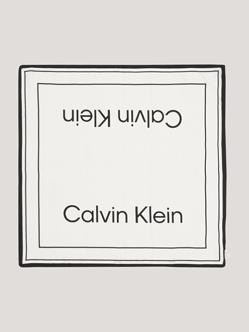 Calvin Klein Ekru Renkli Kadın Silk Logo Bandana