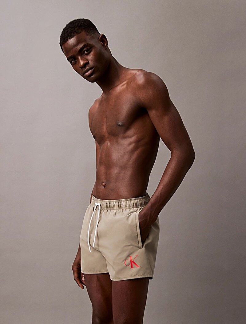 Calvin Klein Bej Renkli Erkek Short Drawstring Deniz Şortu