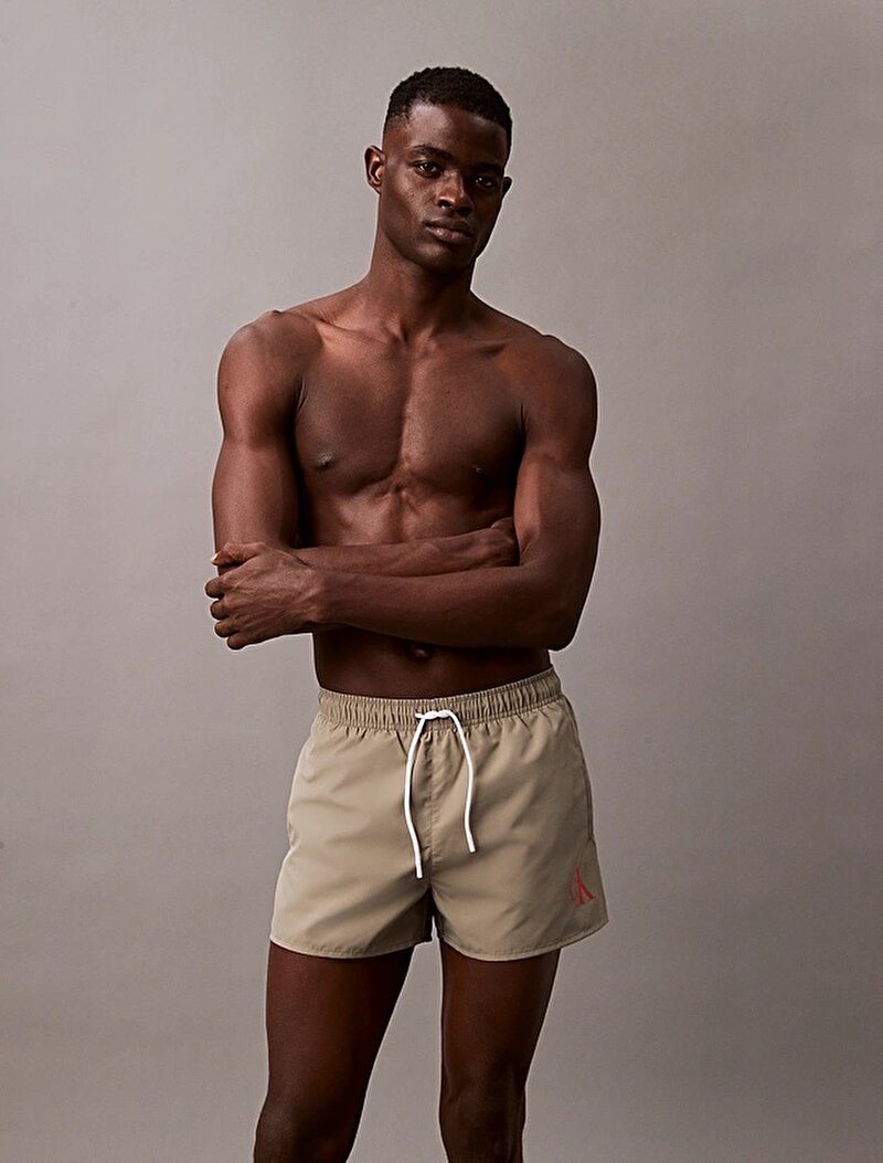 Calvin Klein Bej Renkli Erkek Short Drawstring Deniz Şortu