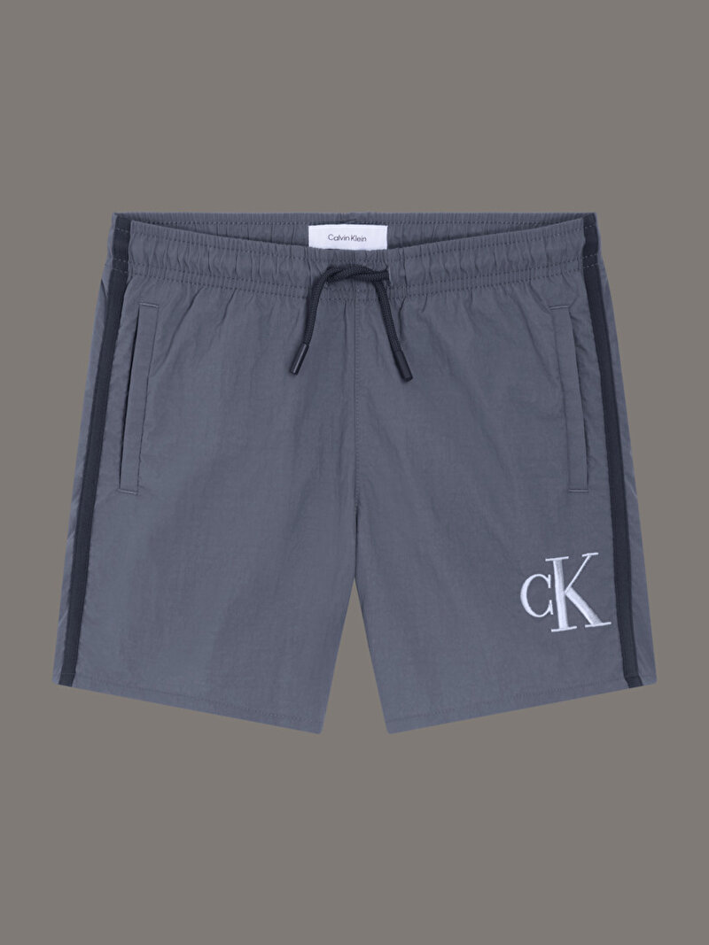Calvin Klein Gri Renkli Erkek Çocuk Short Drawstring Deniz Şortu