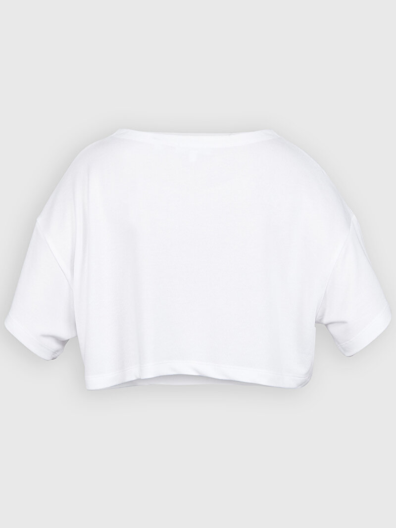 Calvin Klein Beyaz Renkli Kadın Box Fit Crop Top
