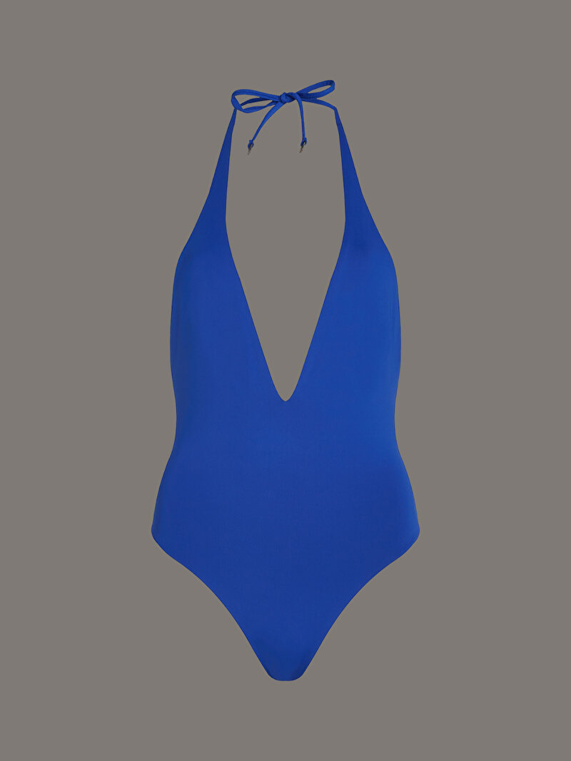 Calvin Klein Lacivert Renkli Kadın Plunge Neckline Mayo