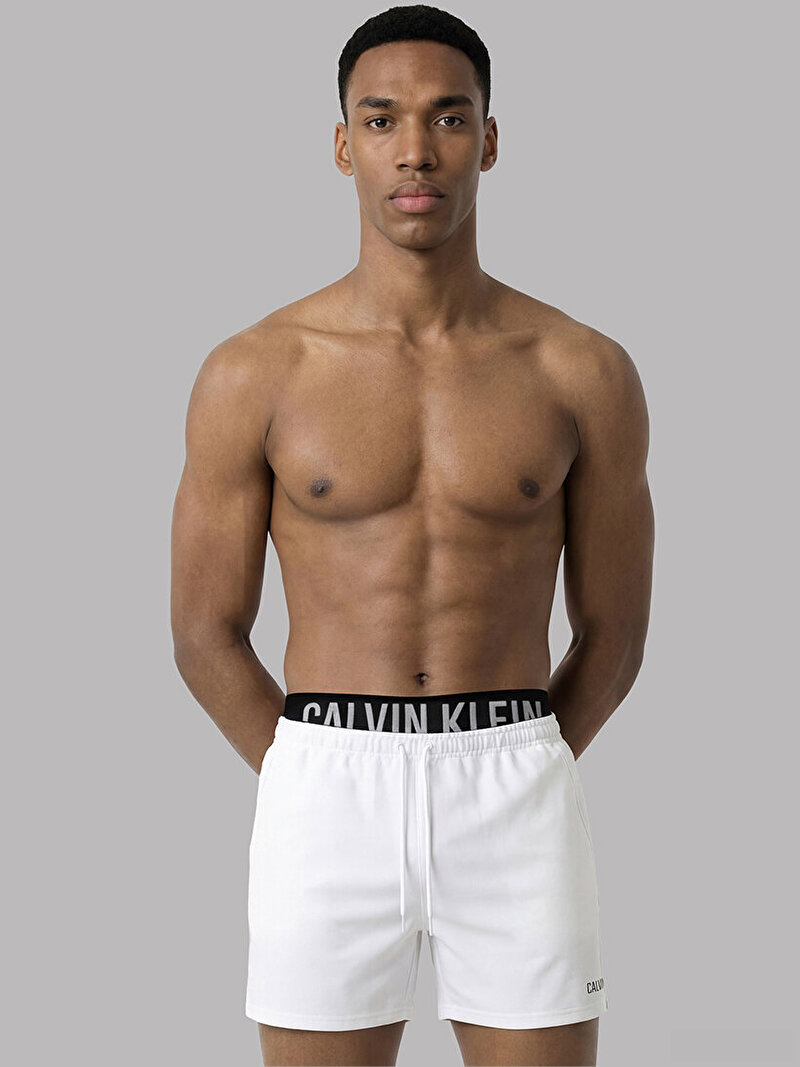 Calvin Klein Beyaz Renkli Erkek Medium Drawstring Deniz Şortu