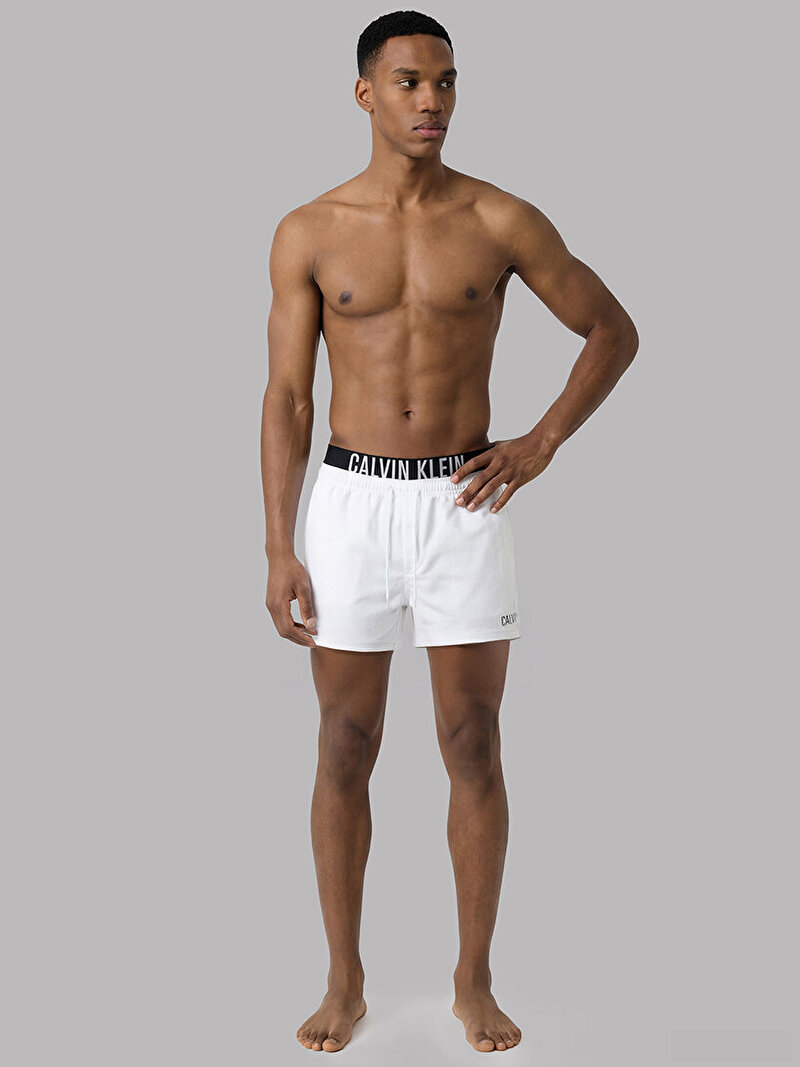 Calvin Klein Beyaz Renkli Erkek Medium Drawstring Deniz Şortu