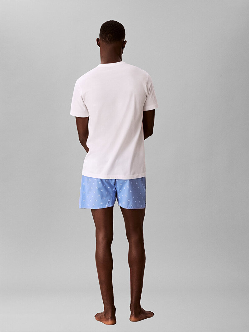 Calvin Klein Beyaz Renkli Erkek Poplin Pijama Set