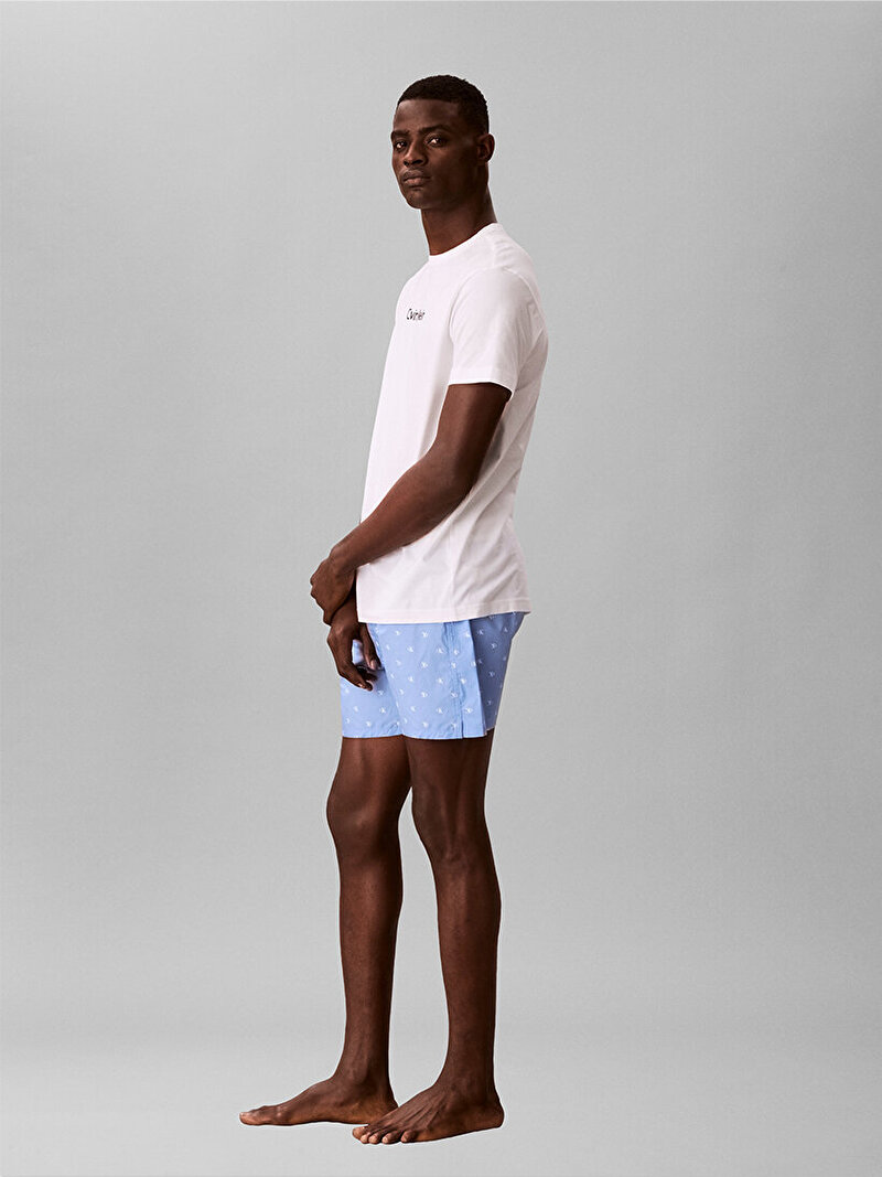 Calvin Klein Beyaz Renkli Erkek Poplin Pijama Set