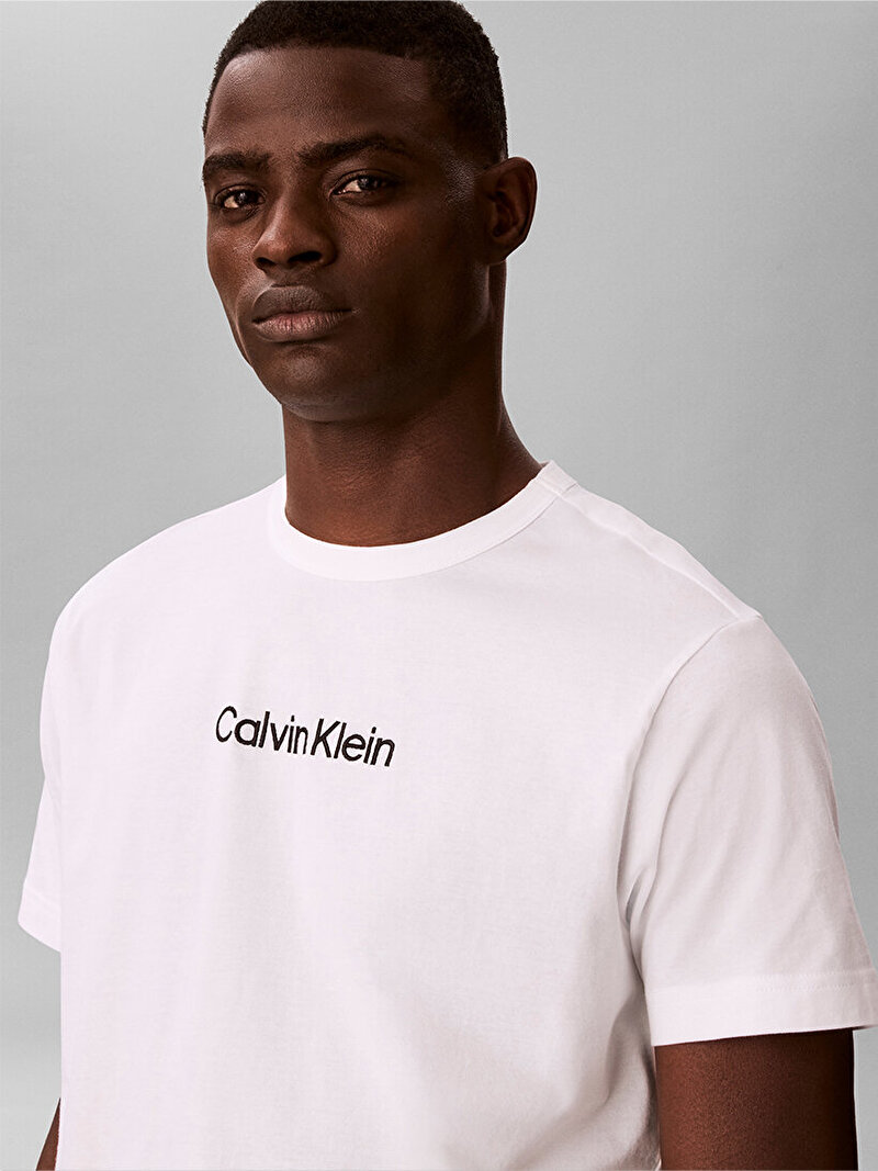 Calvin Klein Beyaz Renkli Erkek Poplin Pijama Set