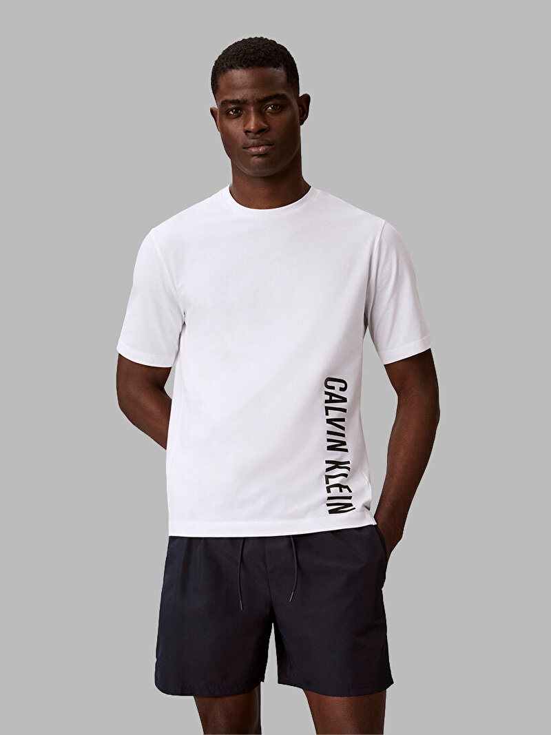 Calvin Klein Beyaz Renkli Erkek Crew Neck T-shirt