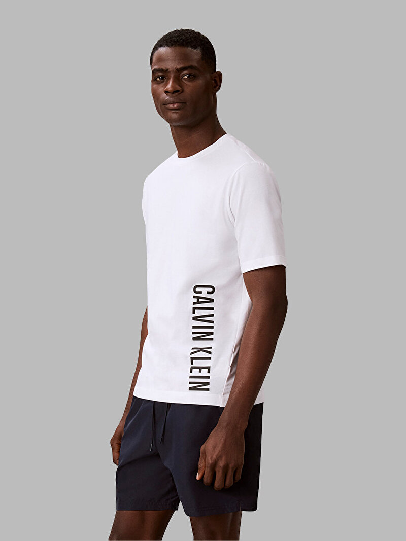 Calvin Klein Beyaz Renkli Erkek Crew Neck T-shirt