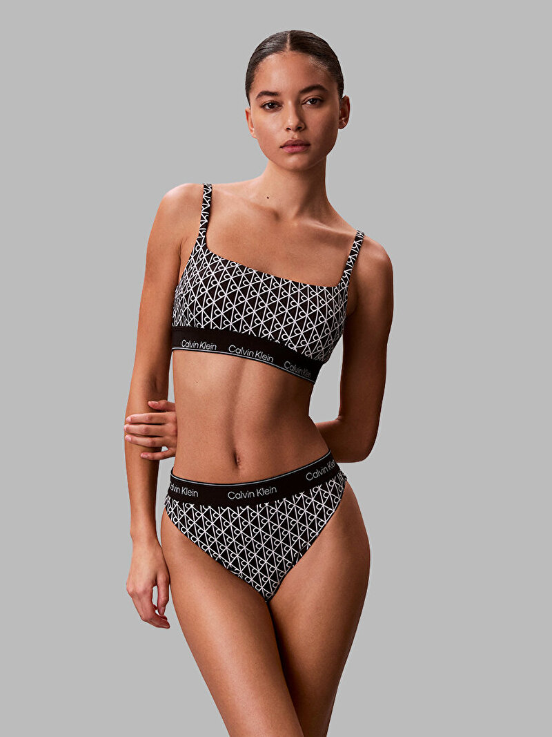 Calvin Klein Siyah Renkli Kadın Square Neck Bralet Bikini Üstü