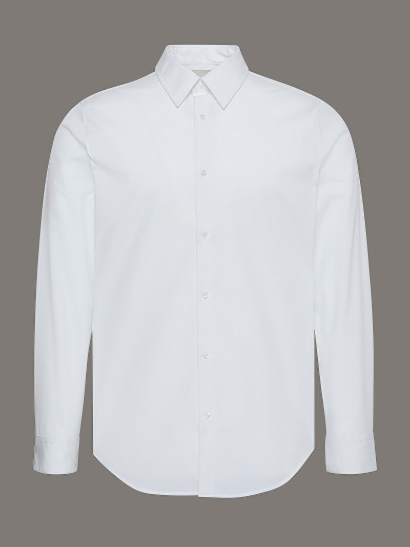 Calvin Klein Beyaz Renkli Erkek Solid Supima Gömlek
