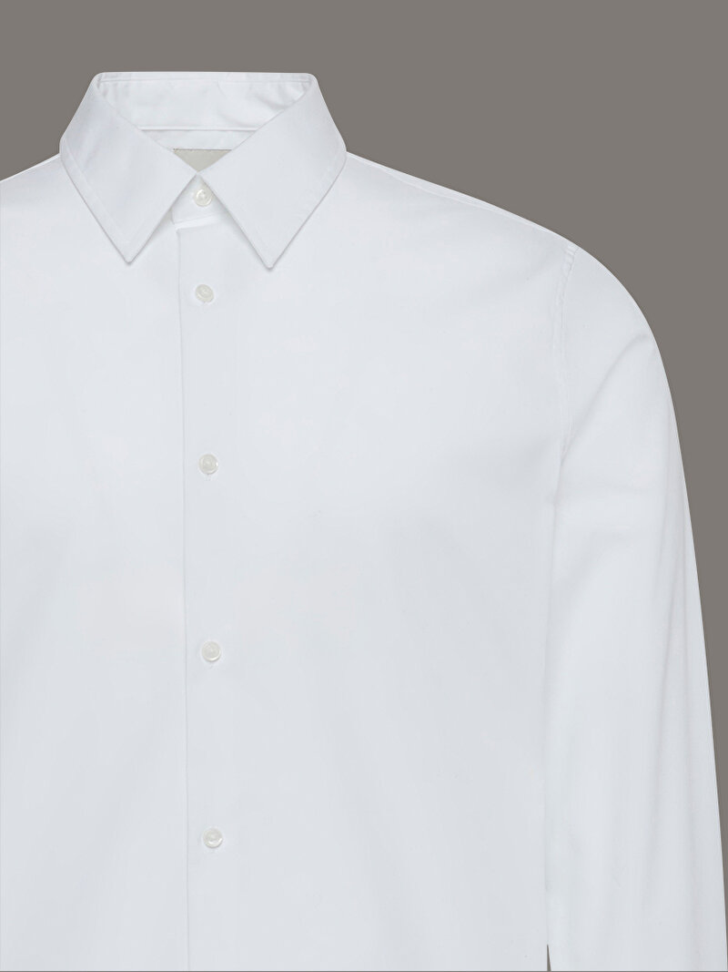 Calvin Klein Beyaz Renkli Erkek Solid Supima Gömlek