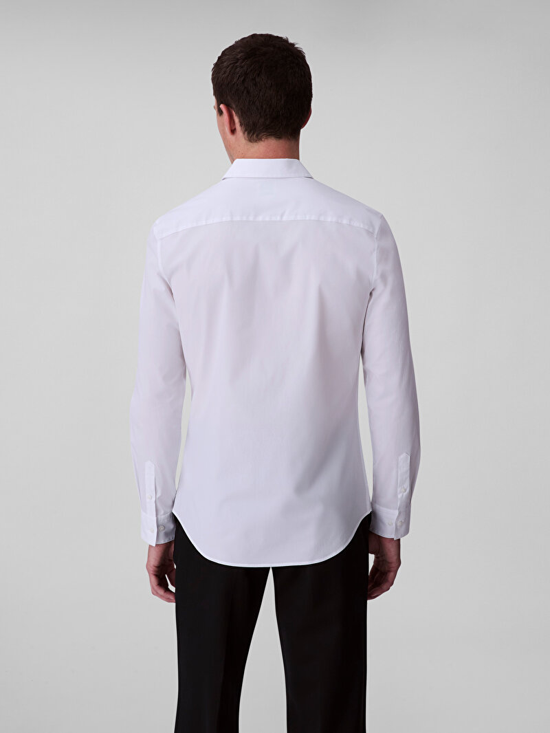 Calvin Klein Beyaz Renkli Erkek Solid Supima Gömlek