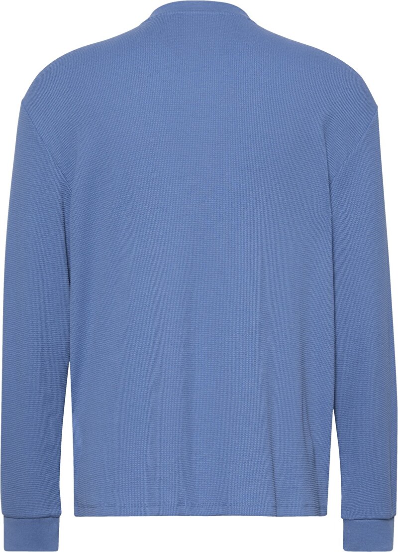 Calvin Klein Mavi Renkli Erkek Waffle Badge Crew T-shirt