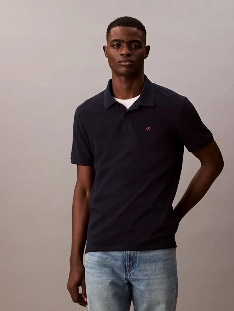 Calvin Klein Lacivert Renkli Erkek Monogram Pique Polo T-shirt