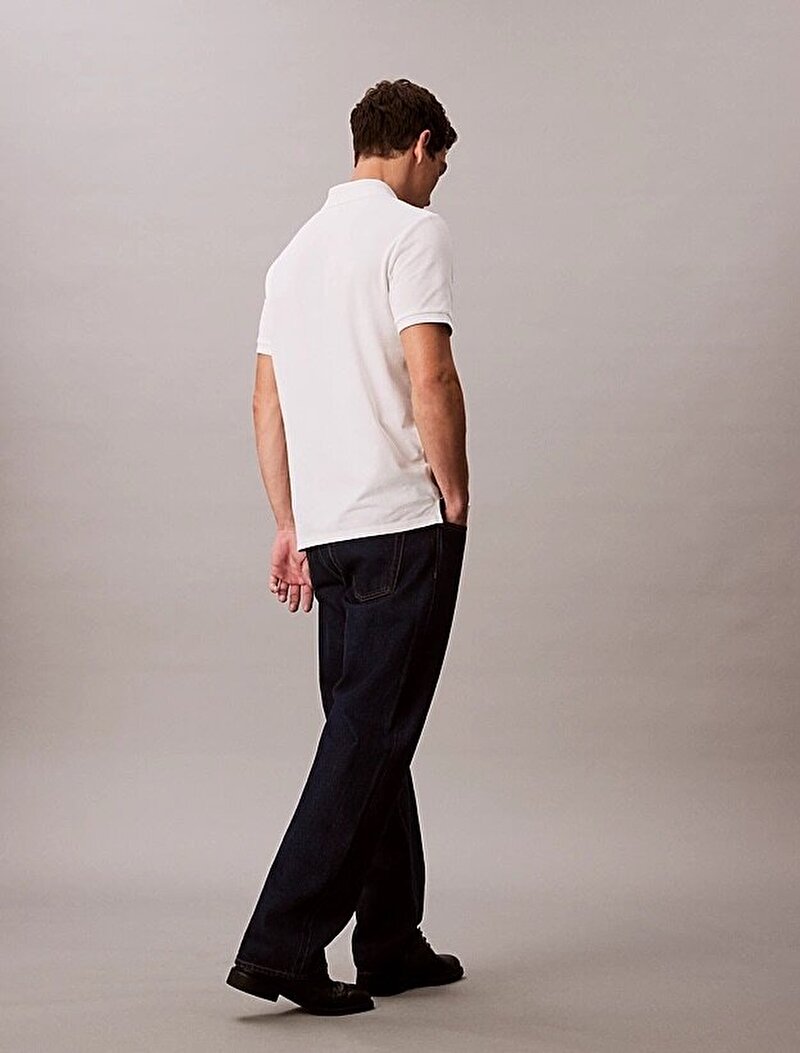 Calvin Klein Beyaz Renkli Erkek Ss Monogram Pique Polo T-shirt